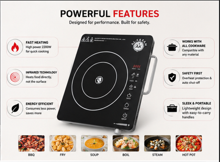 2200w, 3500w Infrared Electric Cooker Imported- 1 Year Warranty