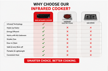 2200w, 3500w Infrared Electric Cooker Imported- 1 Year Warranty
