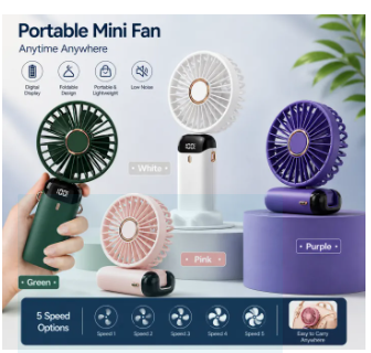 LED Display - rechargeable - folding hand fan office travel campaign outdoor